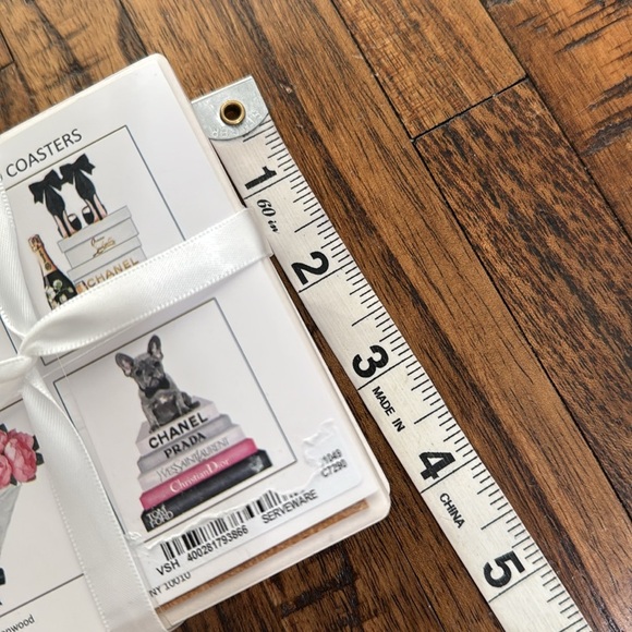 Amanda Greenwood licensed coasters set of 4 Chanel Dior Prada Tom Ford YSL NWT - Picture 6 of 14
